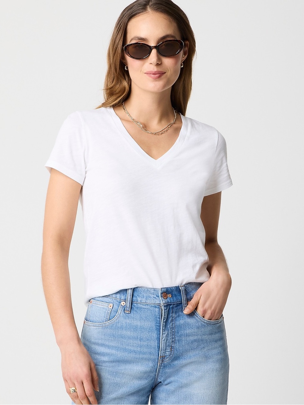 J Crew Slub Cotton V Neck T Shirt
